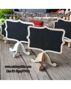 กระดานดำสี่เหลี่ยมขอบหยักตั้งโต๊ะฐานไขว้สไตล์วินเทจ สีไม้ Mini Sign Cross Stand (Natural) WB0004